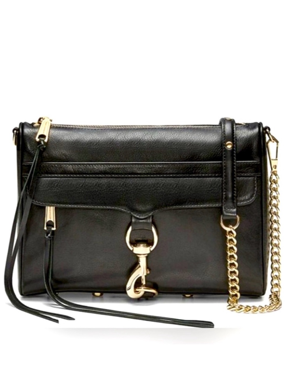 REBECCA MINKOFF 🖤💙BLACK💙🖤 LEATHER CHAIN STRAP XL CROSSBODY BAG 🌟PRE-LOVED🌟
